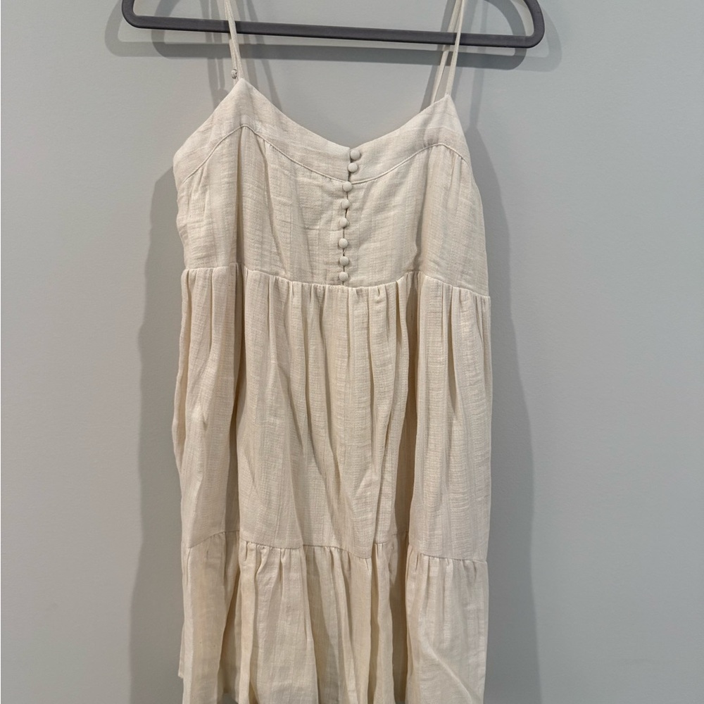 Lush Cream Gathered Waist Dress